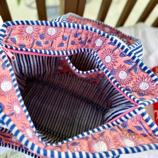 Blue Sunflower Mini Tote