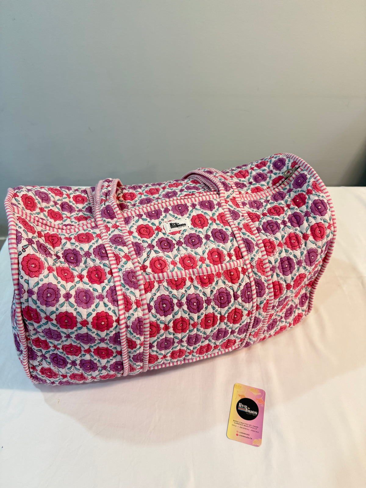 Pink Flower Duffle Bag