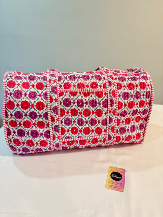 Pink Flower Duffle Bag