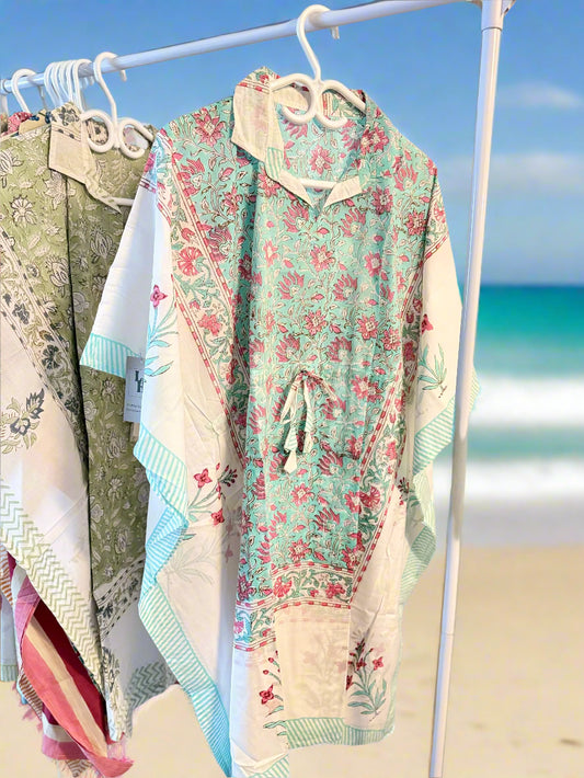 Aqua Bloom Kaftan