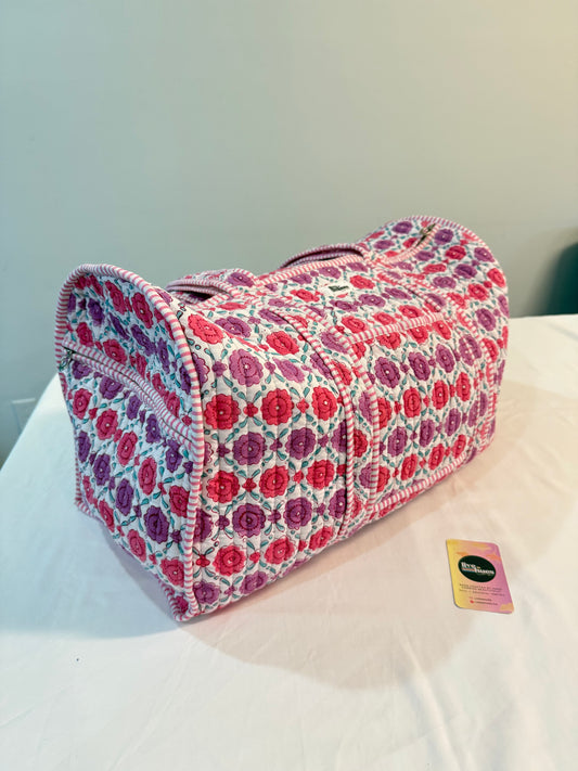 Pink Flower Duffle Bag